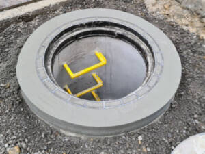 Top of a new maintenance manhole for a sewer in Melbourne.